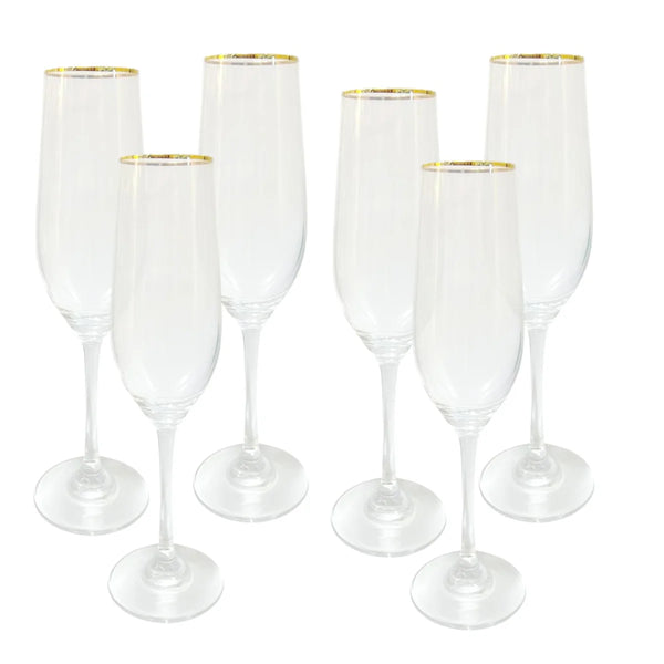Copa Champagne Borde Oro 6 Unidades ELEGANCE