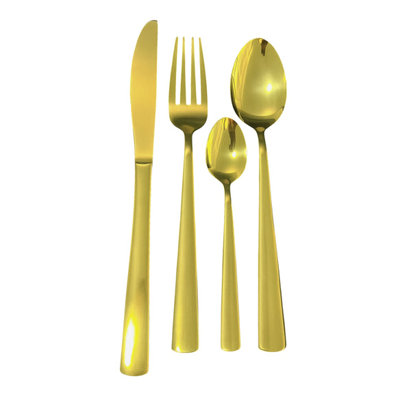 Set de Cubiertos 24 Piezas Dorado Liso