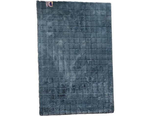 Alfombra Cuadros Peluche AZUL CLARO