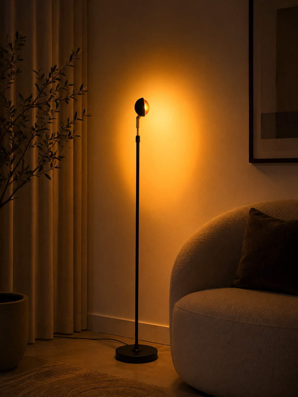 Lamapra de Pie Negra con Lupa Led
