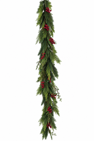 Guirnalda NEVADA CON BAYAS Y PIÑAS 200cm.