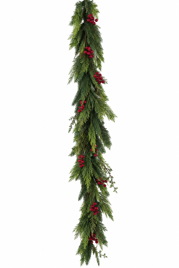 Guirnalda NEVADA CON BAYAS Y PIÑAS 200cm.