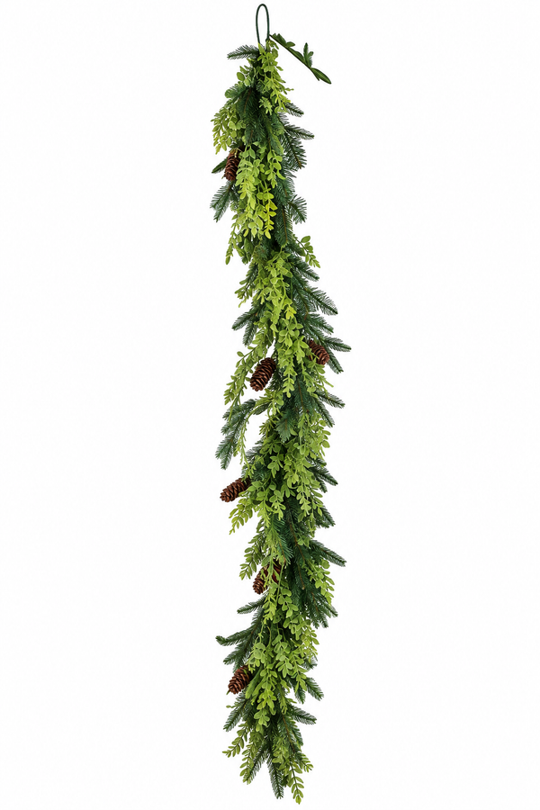 Guirnalda VERDE MIXTA CON PIÑAS 200cm.