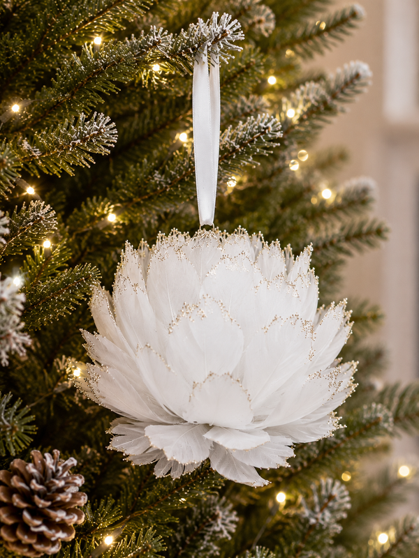 Bola de PLUMA BLANCA NAVIDEÑA