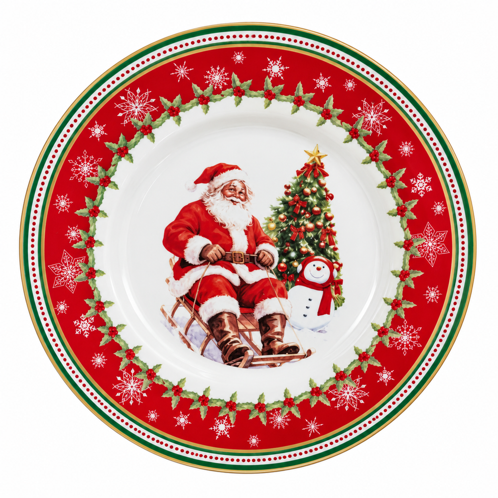 Plato Navideño Papá Noel y Pino - 20cm