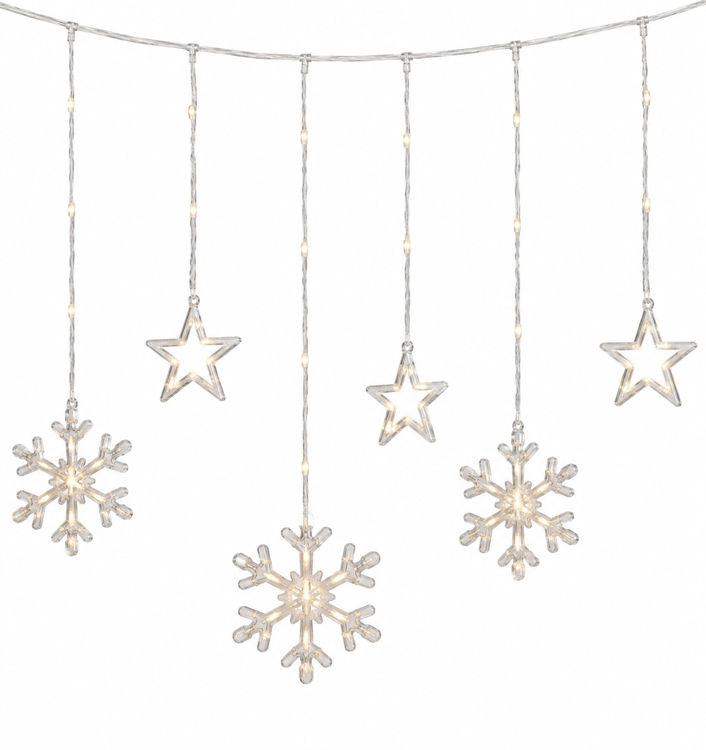 Luces Cortina Copo de Nieve y Estrella - 3m