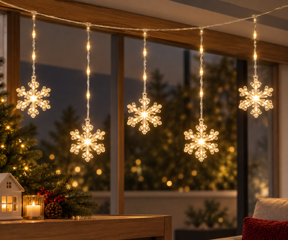 Luces Cortina Copo de Nieve - 3m