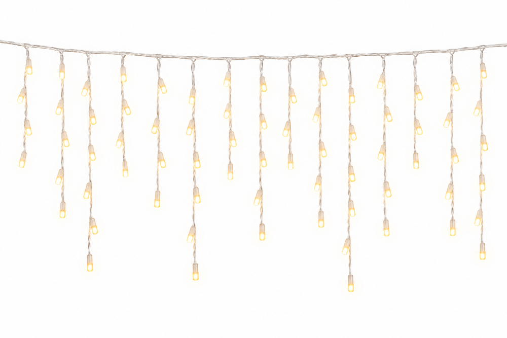Luces Cortina- 12m - Luz Amarilla - Cable Blanco