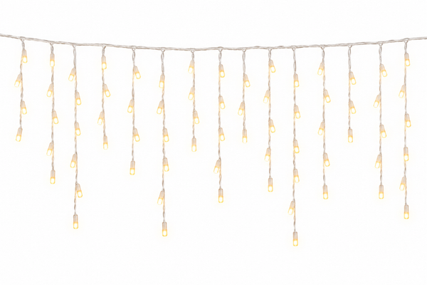 Luces Cortina- 12m - Luz Amarilla - Cable Blanco