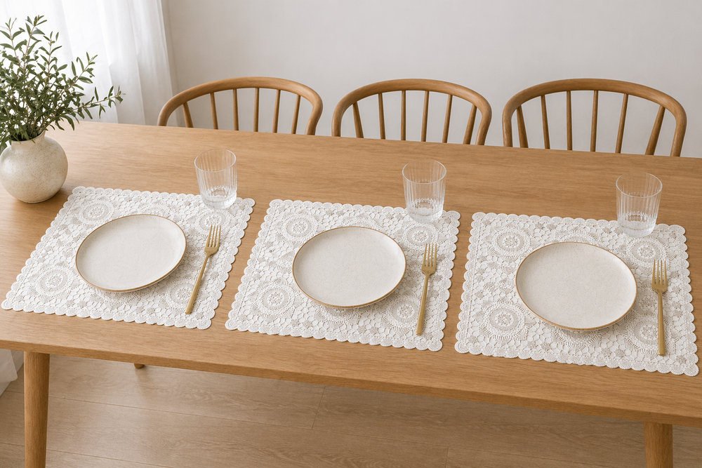 Individuales X6 Rectangular Blanco CARVING