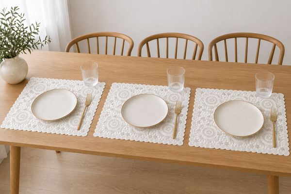 Individuales X6 Rectangular Blanco CARVING