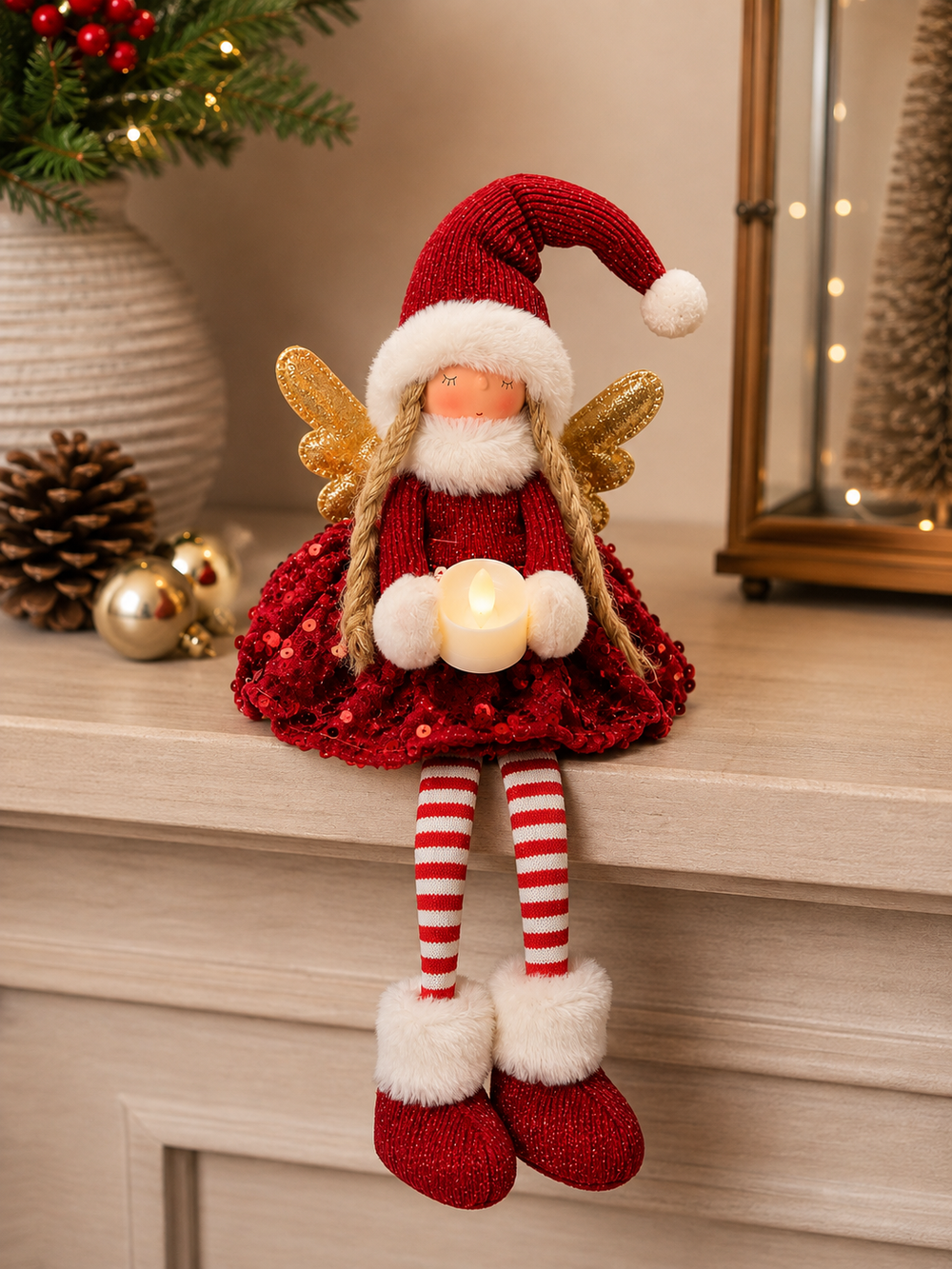 Ángel Navideño Encanto Rojo III