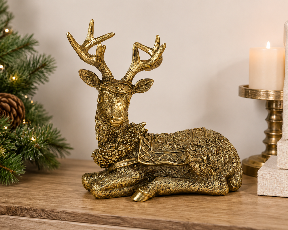 Reno Rumiante Dorado Navideño