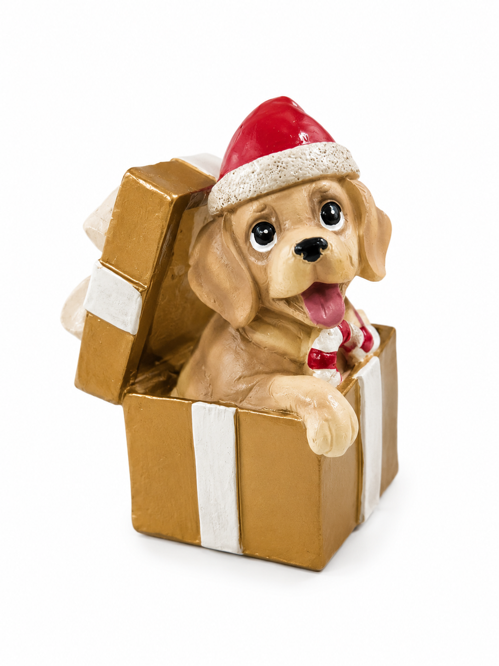 Adorno Perrito Navideño Dorado