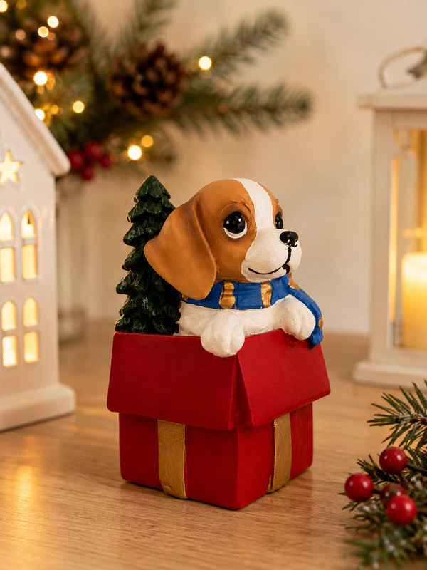Adorno Perrito Navideño Rojo