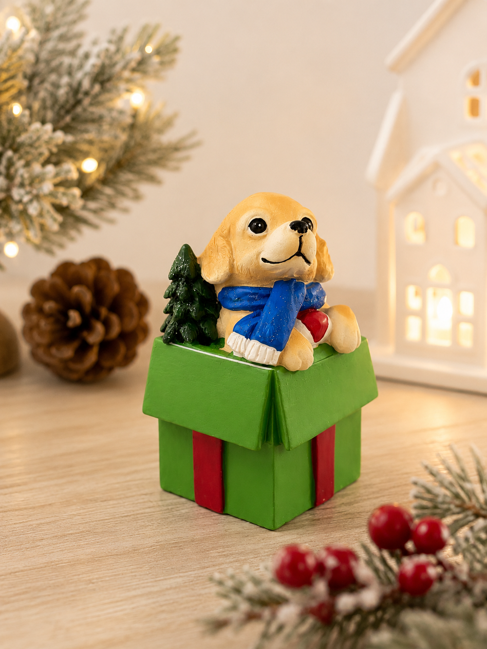 Adorno Perrito Navideño Verde