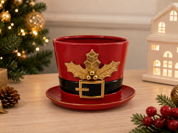 Macetero Navideño Rojo - Pequeño