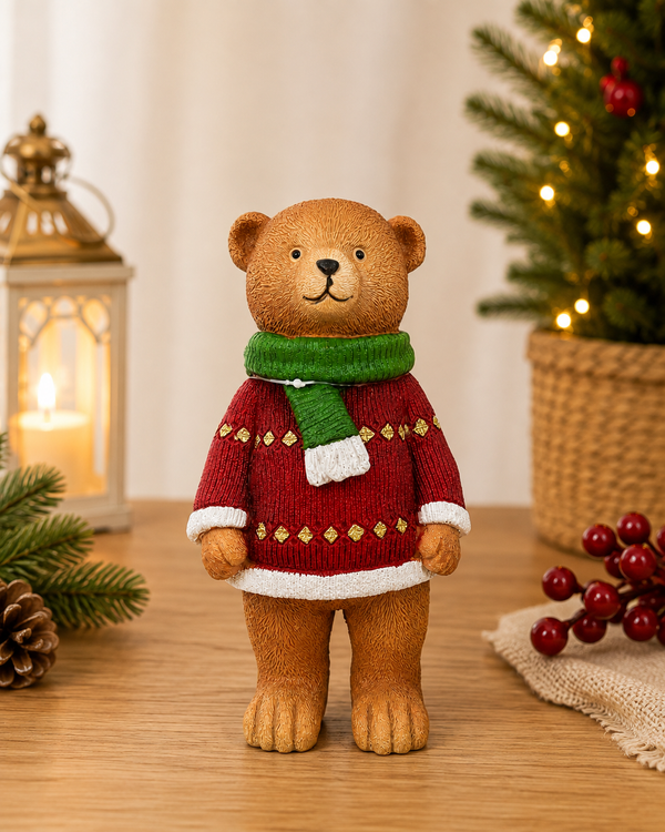 Adorno Oso Navideño Rojo