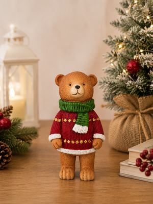 Adorno Oso Navideño Rojo Mediano