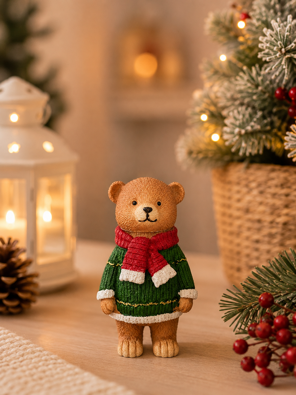 Adorno Oso Navideño Rojo Pequeño.