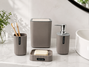 Set Organizador de Baño 4 Piezas con Mini Tacho de Tocador Arena