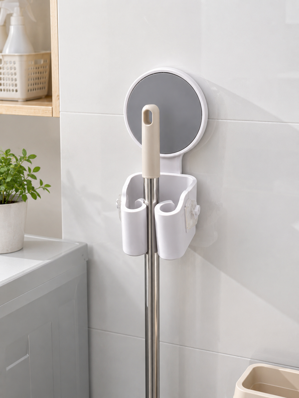 Soporte Adhesivo para Escobas y Trapeadores