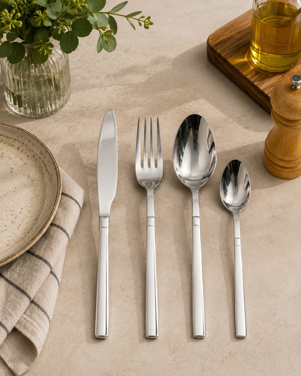 Set de Cubiertos 24 Piezas Plateado Liso