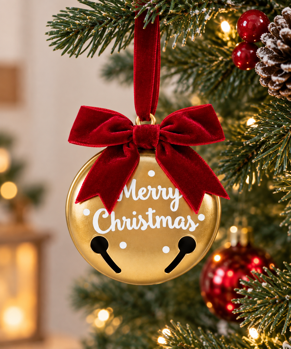 Cascabeles Navideño con Lazo Rojo