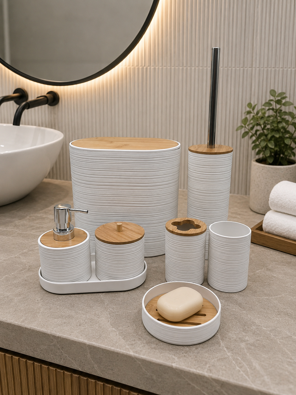 Set de Baño 8 piezas BLANCO