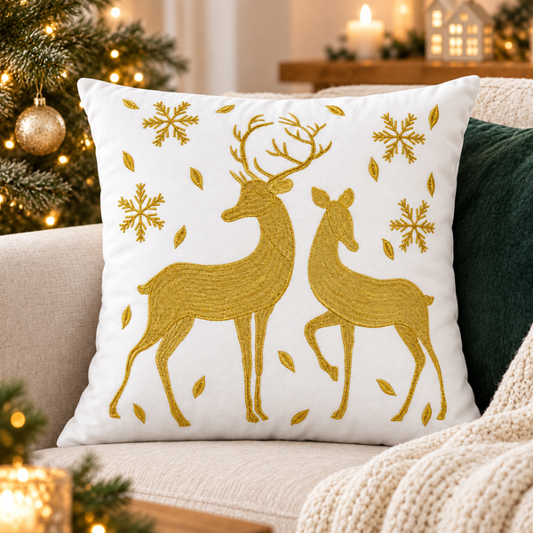 Cojin Navideño Blanco Renos.