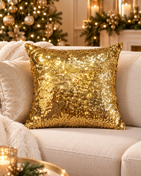 Cojin Navideño Lentejas Doradas