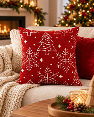 Cojin Navideño Rojo Copos