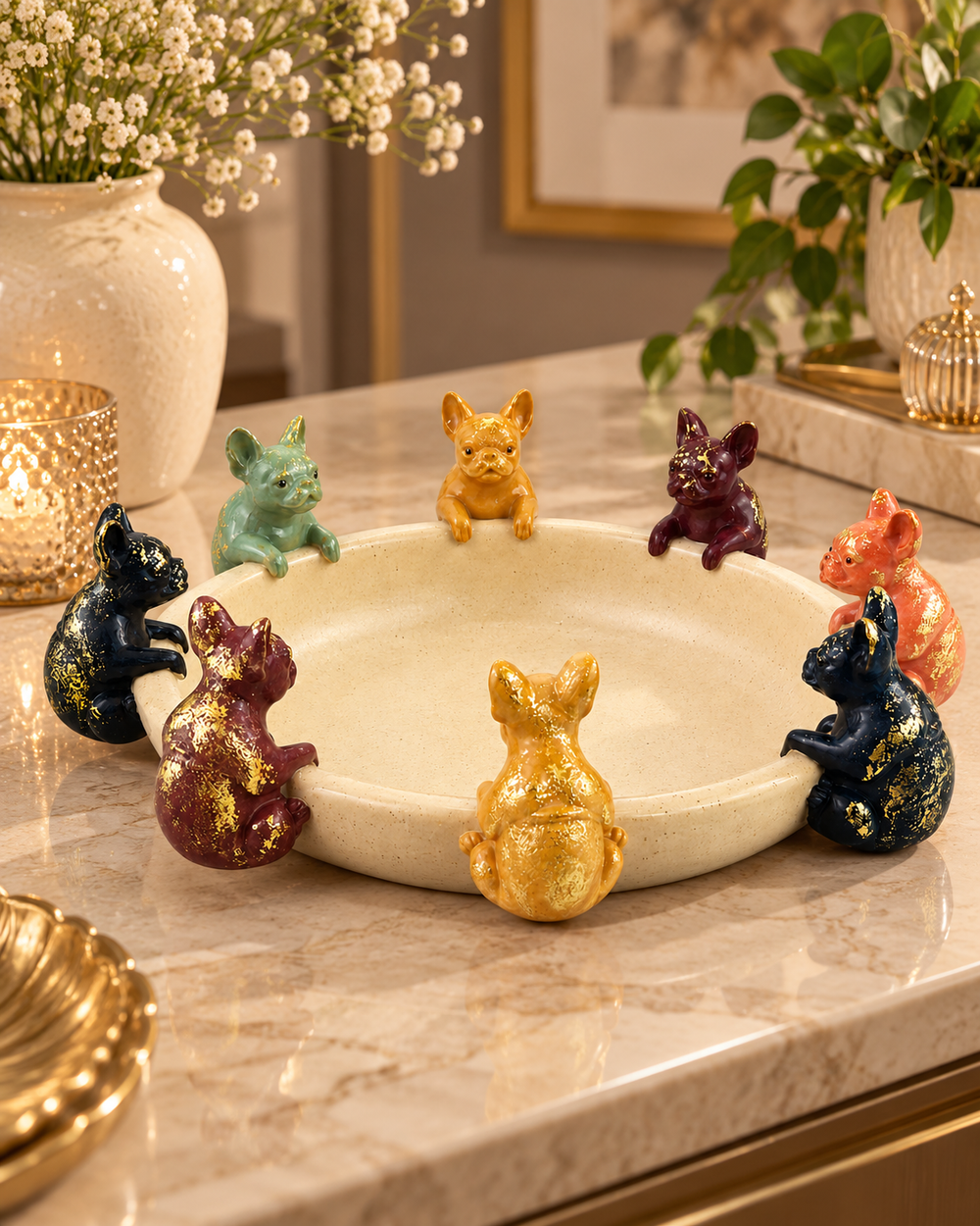 Fuente Decorativa Perritos Multicolor