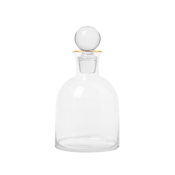Decantador Cristal con Tapa y Borde Dorado