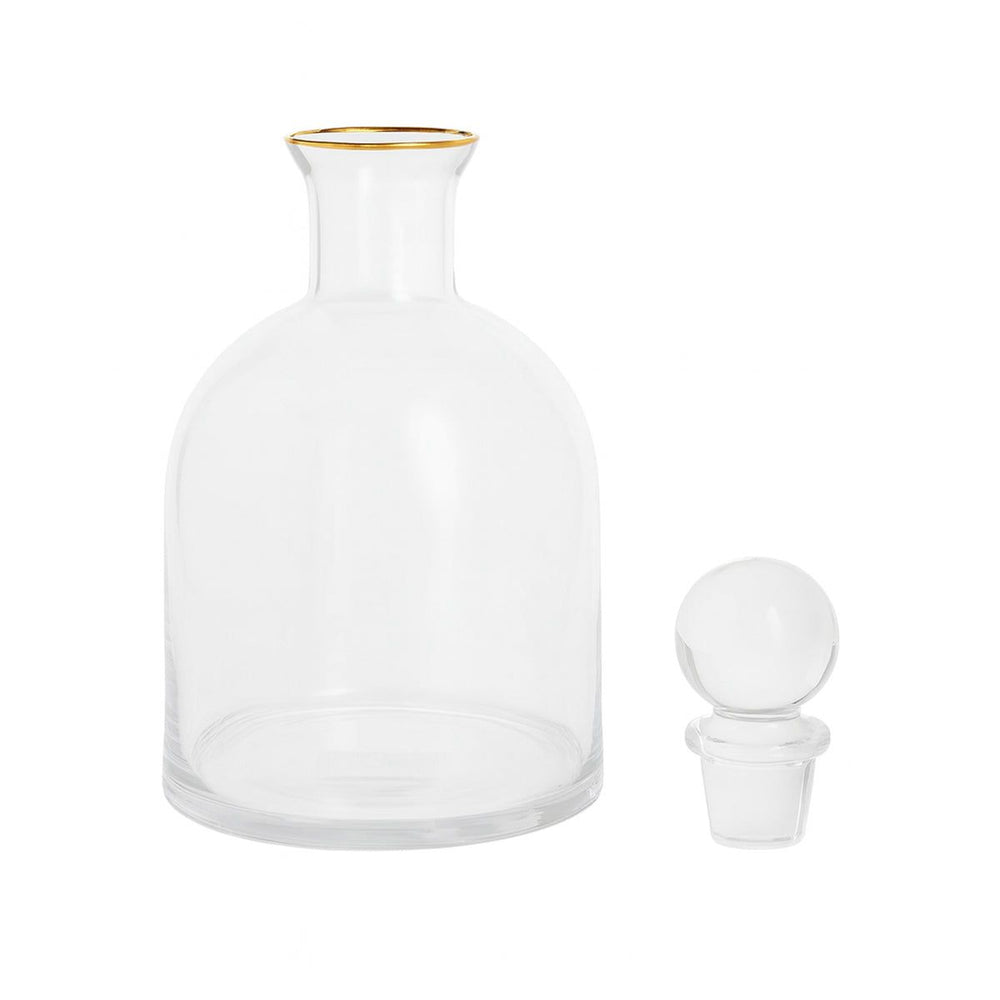 Decantador Cristal con Tapa y Borde Dorado