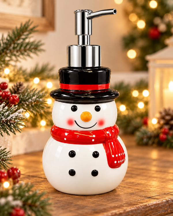 Dispensador de Jabon Navideño Muñeco de Nieve