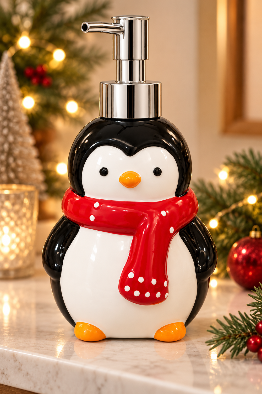 Dispensador de Jabon Navideño Pinguino