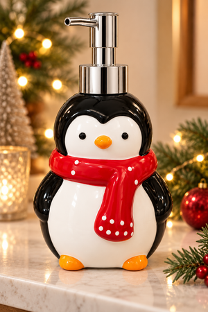 Dispensador de Jabon Navideño Pinguino