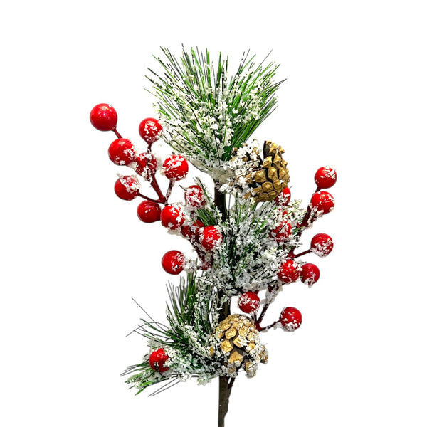 Espiga Bayas Rojas y Piñas 50CM