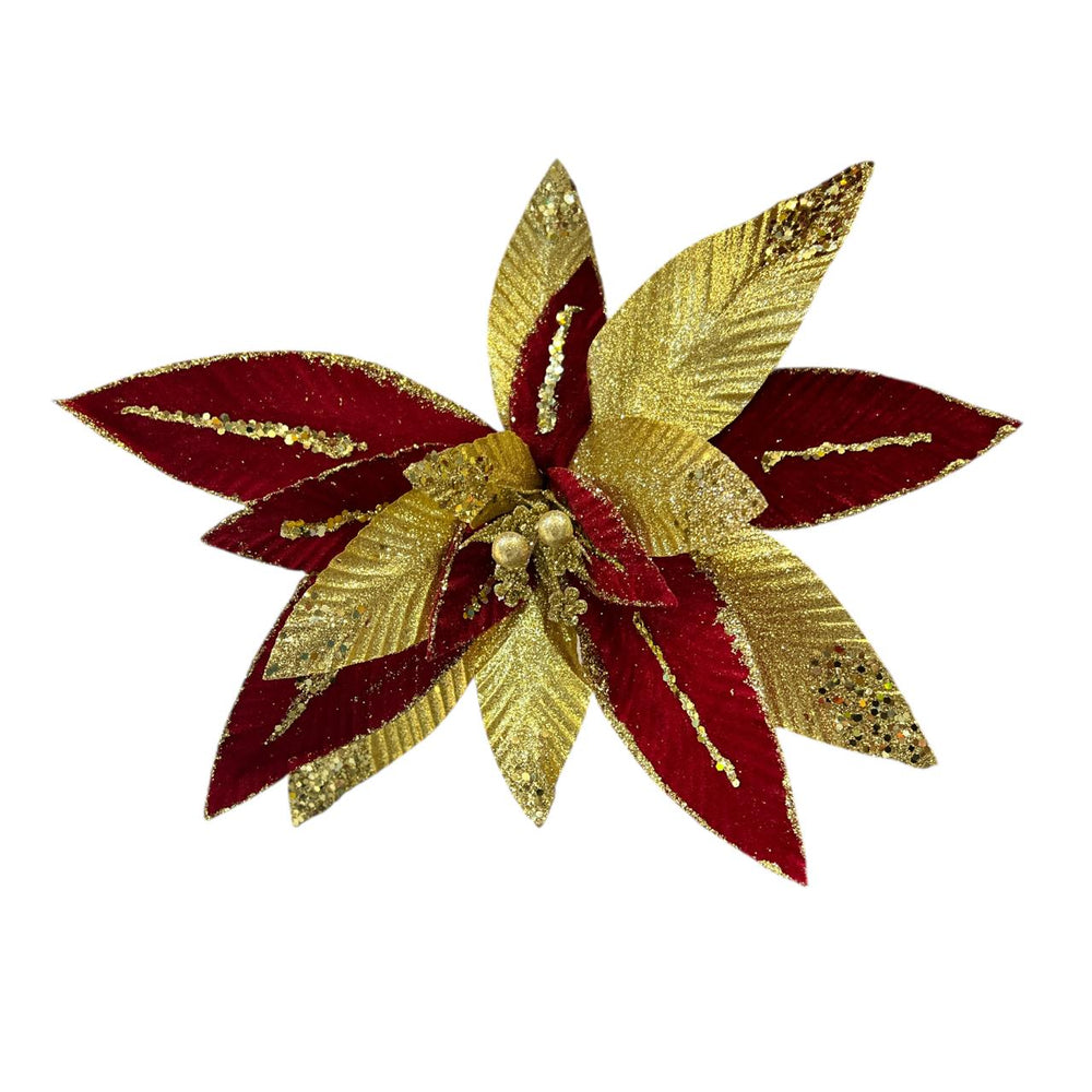 Flor de Terciopelo/Tela Larga con Escarcha ROJA 50CM