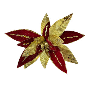 Flor de Terciopelo/Tela Larga con Escarcha ROJA 50CM