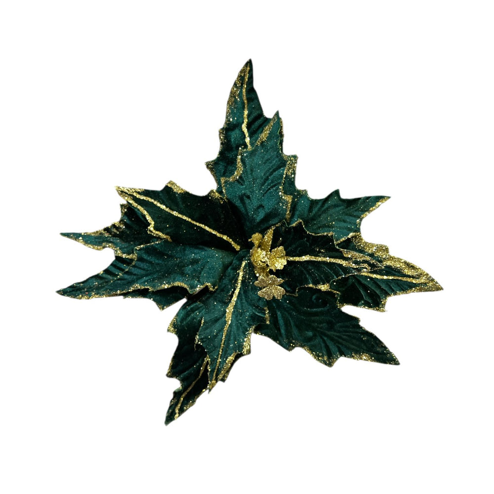Flor de Terciopelo Mediana Hoja de Invierno VERDE 15CM.