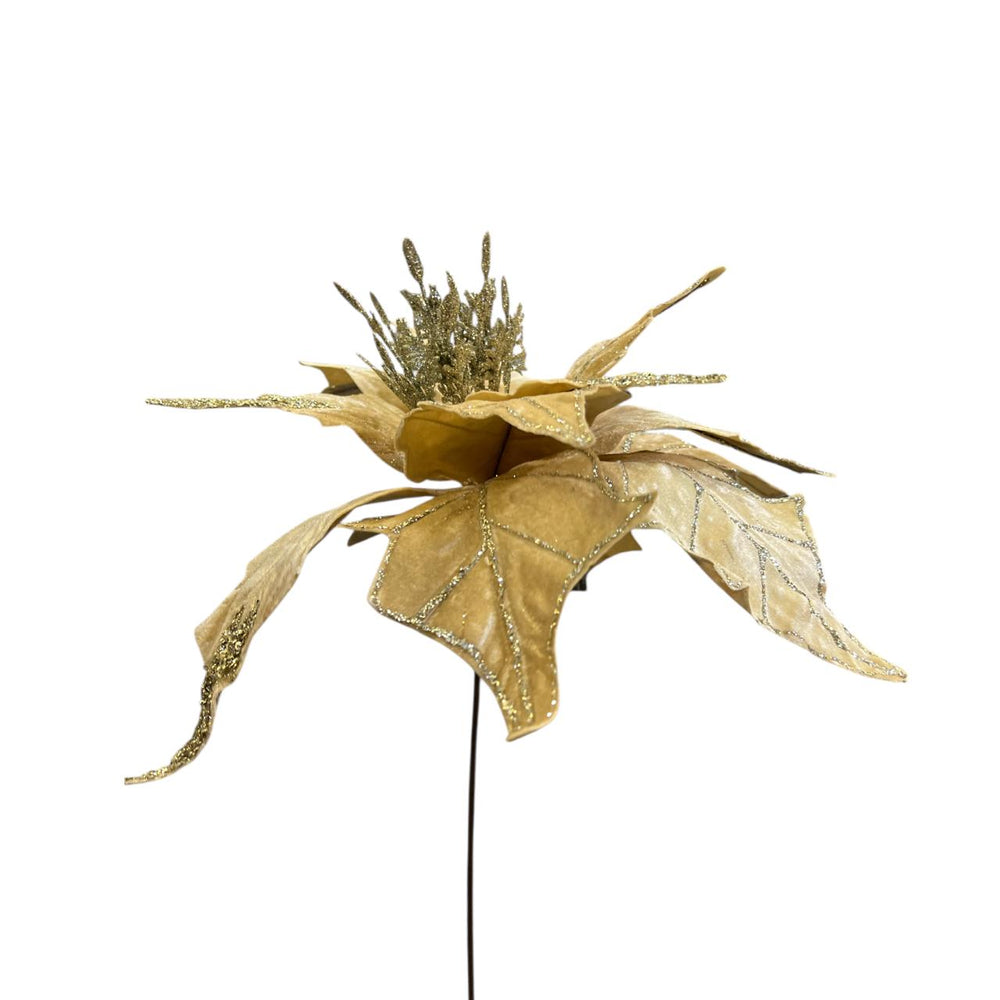 Flor de Terciopelo Larga con Escarcha CHAMPAGNE 50CM