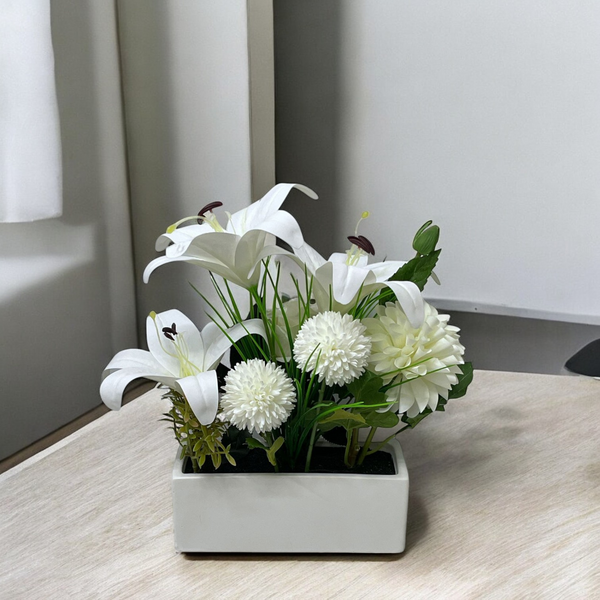 Arreglo de Lirio y Rosas Blanco