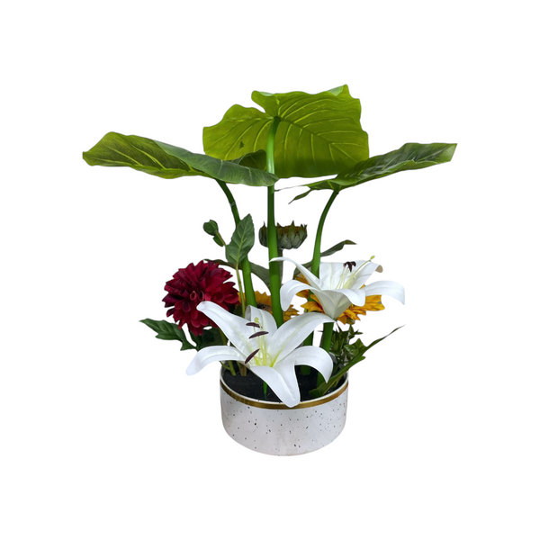 Arreglo Artificial  GIRASOL/LIRIO Blanco
