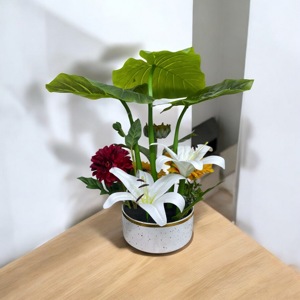 Arreglo Artificial  GIRASOL/LIRIO Blanco