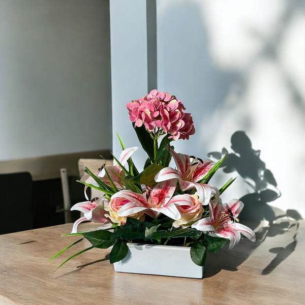 Arreglo Artificial HORTENSIA/LIRIO/ROSA Rosada