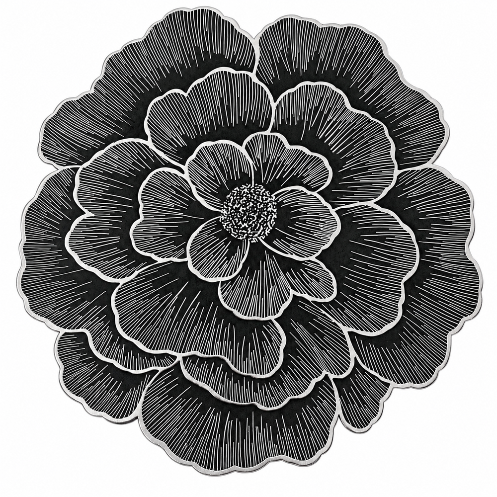 Set x6 Individuales Redondos Magnolia PLATA/NEGRO
