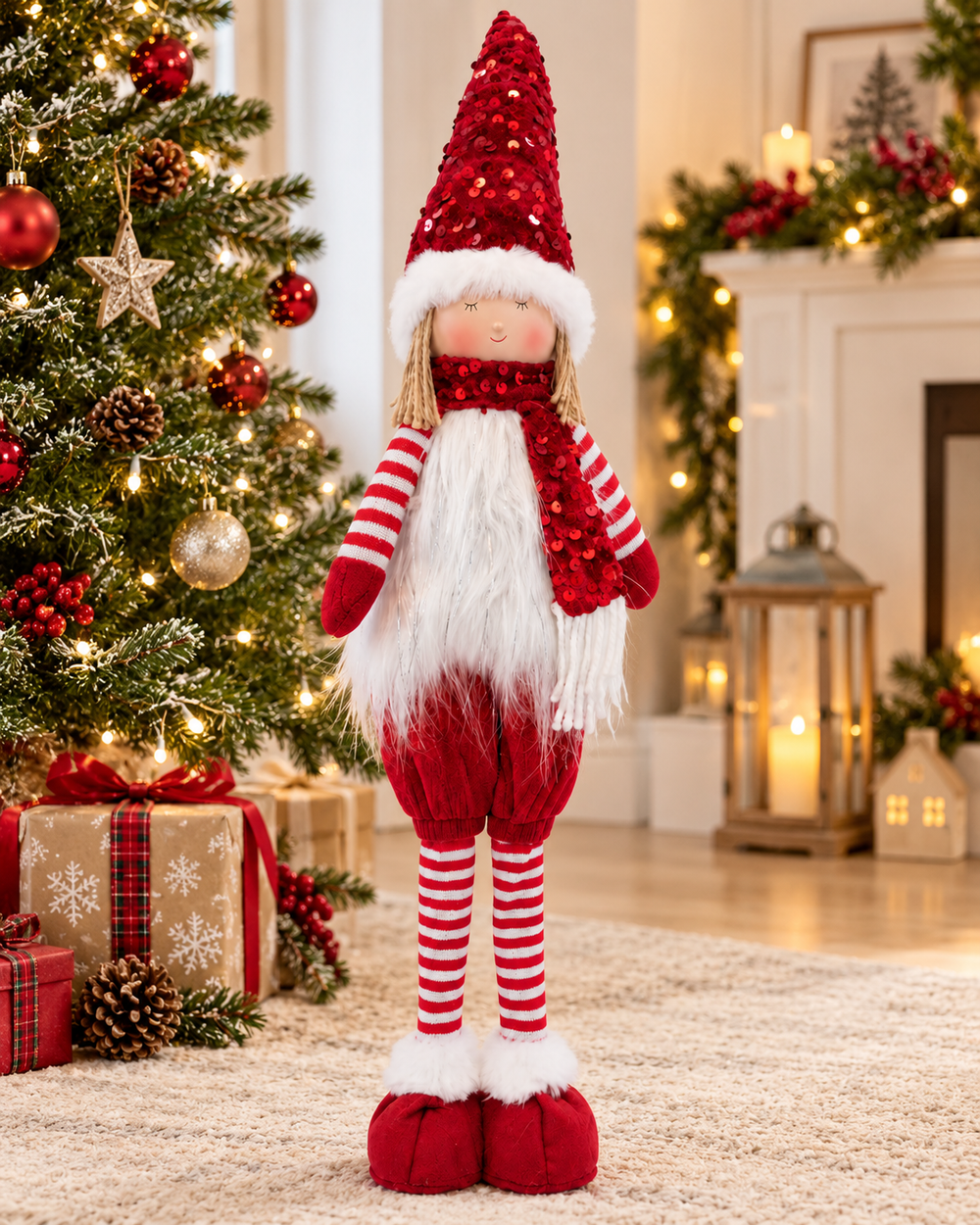 Niña Navideña Noel Blanca Pequeña