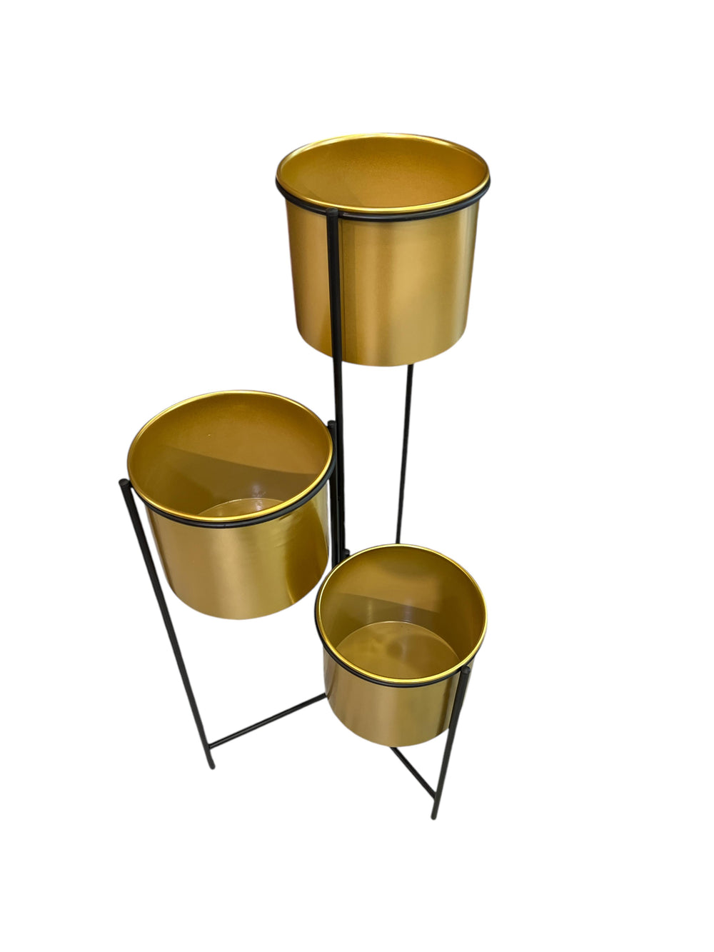 Porta Maceta 3 Niveles Dorado